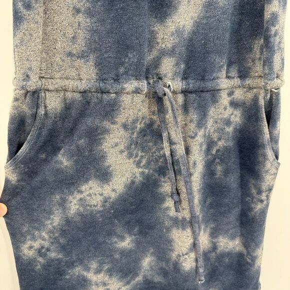 SUNDRY Blue Gray Tie Dye Racerback Drawstring Mini Tank Dress Size 2 - Picture 6 of 8